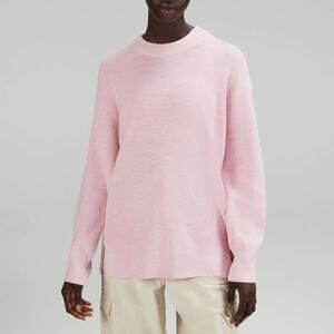 Lululemon Merino Wool Blend Ribbed Crewneck Pullover Chunky Knit Sweater